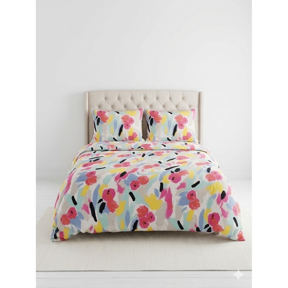 Kate Spade Paintball Abstract Floral Comforter With 2 Shams Full/Queen